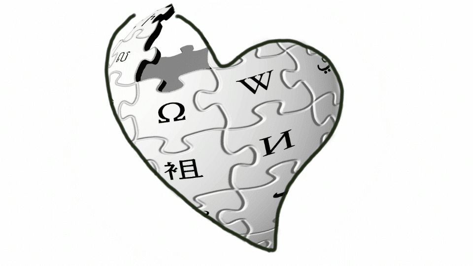 Wikipedia Logo in Form eines Herzens